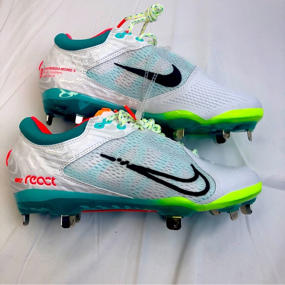 Nike Shoes - Nike Hyperdiamond 4 Elite Women's White Turbo Green Softball Cleats Size 7.5